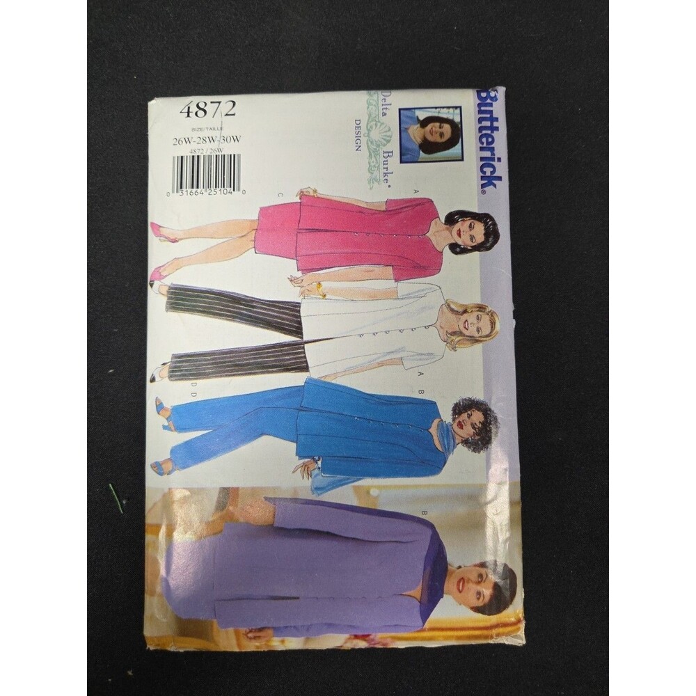 Butterick Sewing Pattern 4872 Uncut Size 26W - 30W Plus Vintage 1990s Outfit